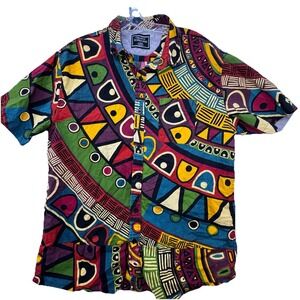 Creative Destruction Shirt Mens Size L Multicolor Geometric Artsy Bold Eclectic